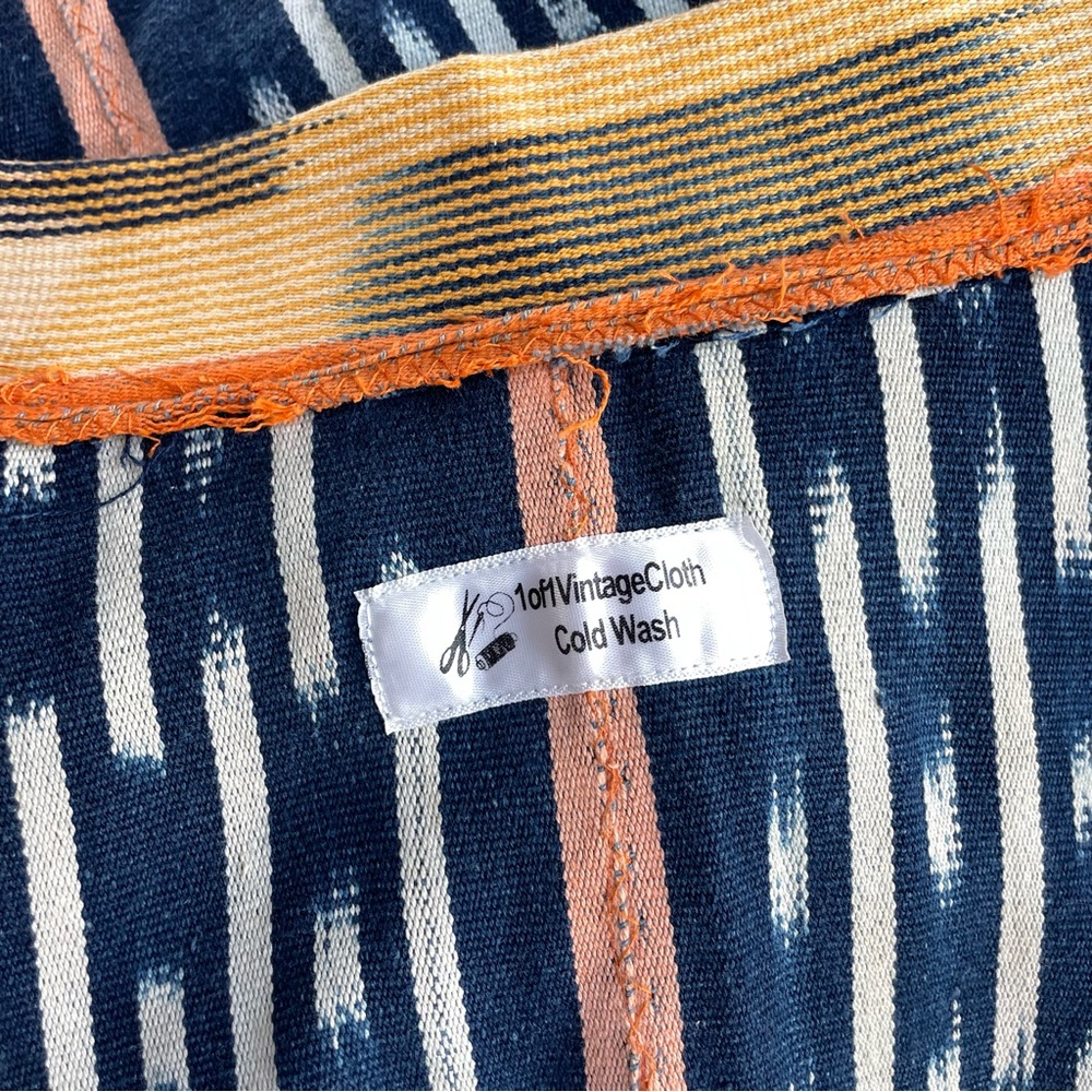 Vintage Handmade African Ikat Tribal Open Front Kimono with Fringe - Picture 13 of 13